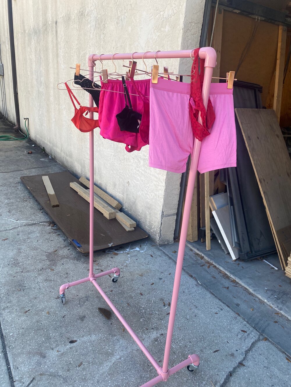Pink Clothing Rolling Rack
