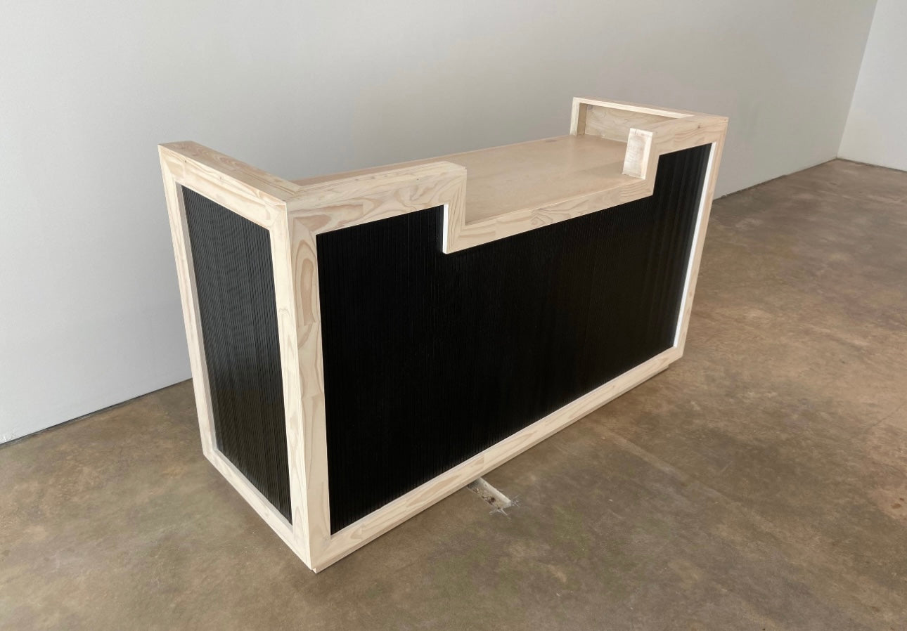 Black and Natural Wood Retail Counter Cash Wrap