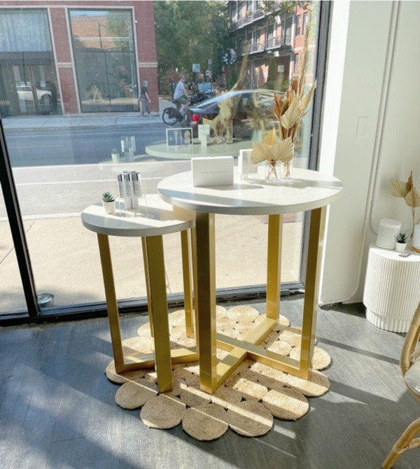 White and Gold Nesting Tables Set of Three