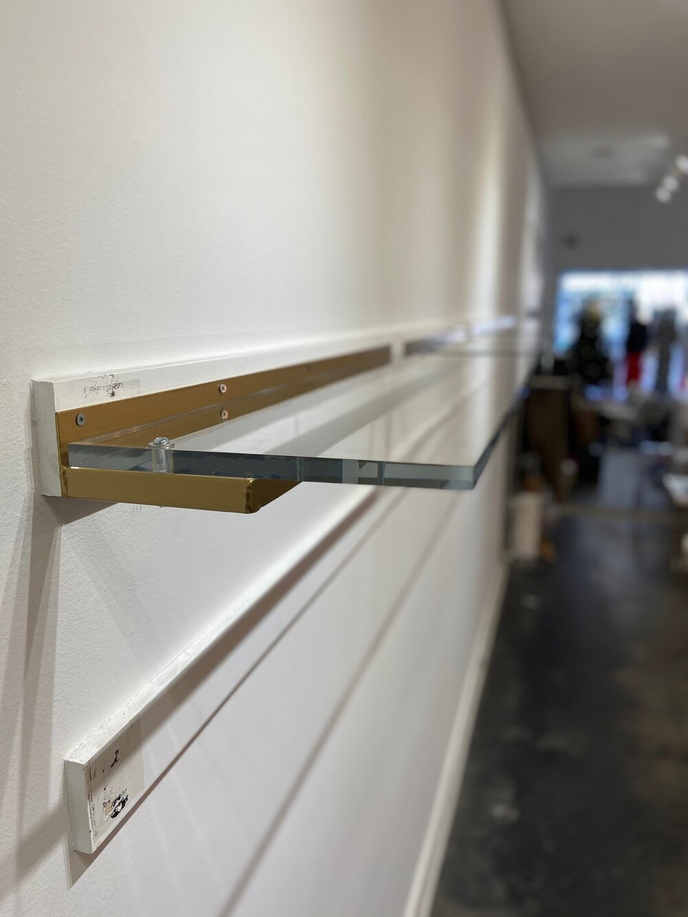 Lucite and Gold Floating Shelves