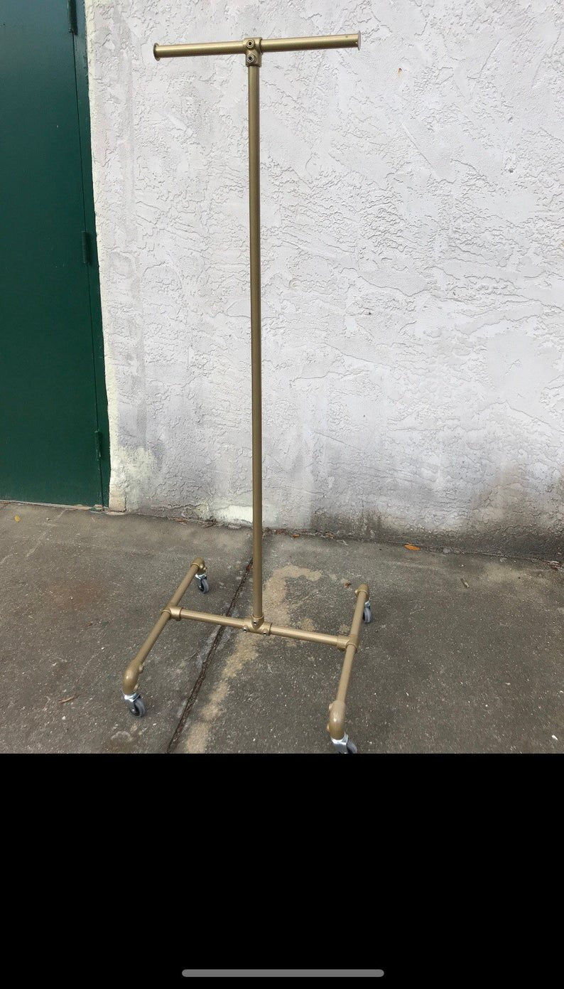 Two Way Rolling Rack T-Stand—Gold