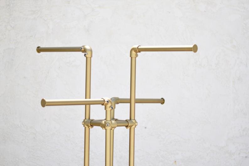 4-Way Metal Powder Coated Gold Clothing Retail Display Rack