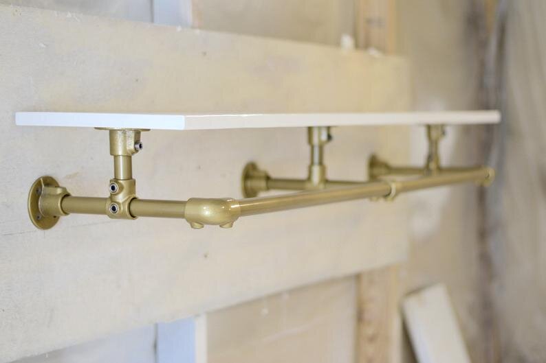 Wall Mounted Shelf with Gold Rack