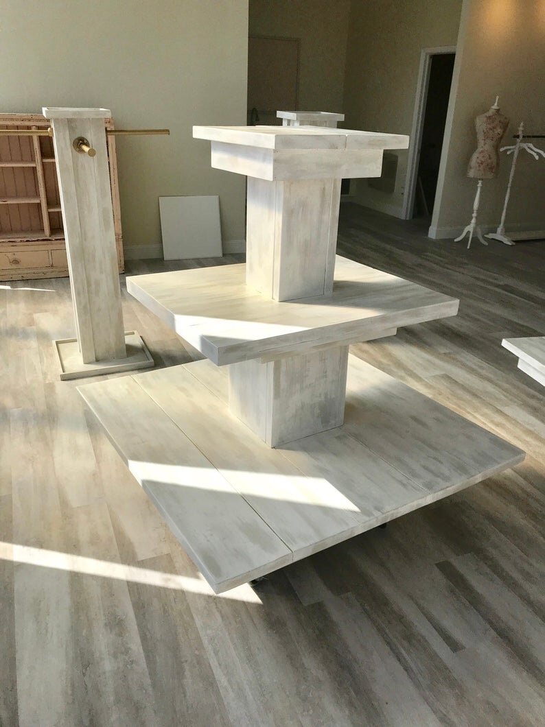 Tiered Display Wooden Table