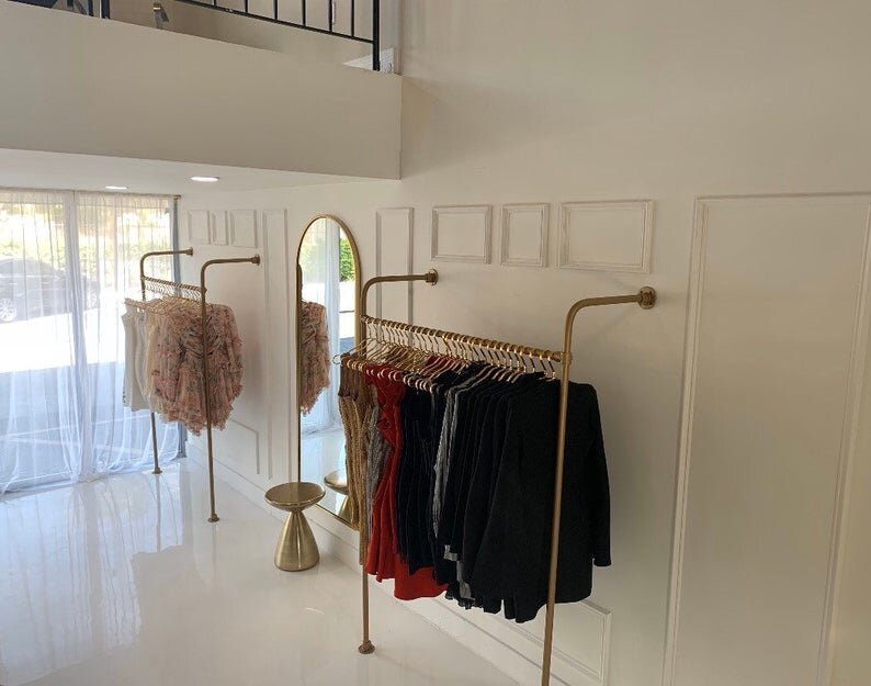 Gold Curved Wall Mounted Clothing Rack